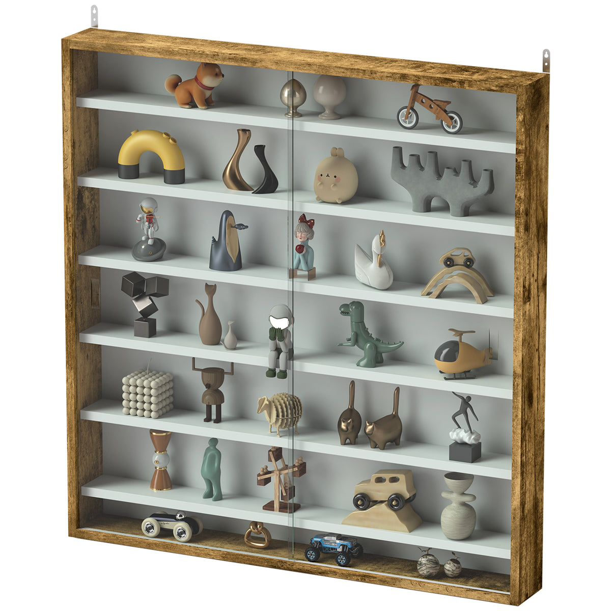Vitrine murale 7 niveaux avec portes en verre