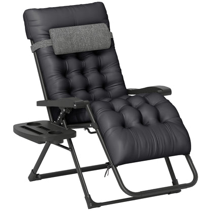 Chaise longue pliante rembourrée avec porte-gobelet