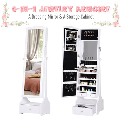 Armoire à bijoux sur pied avec miroir pleine longueur