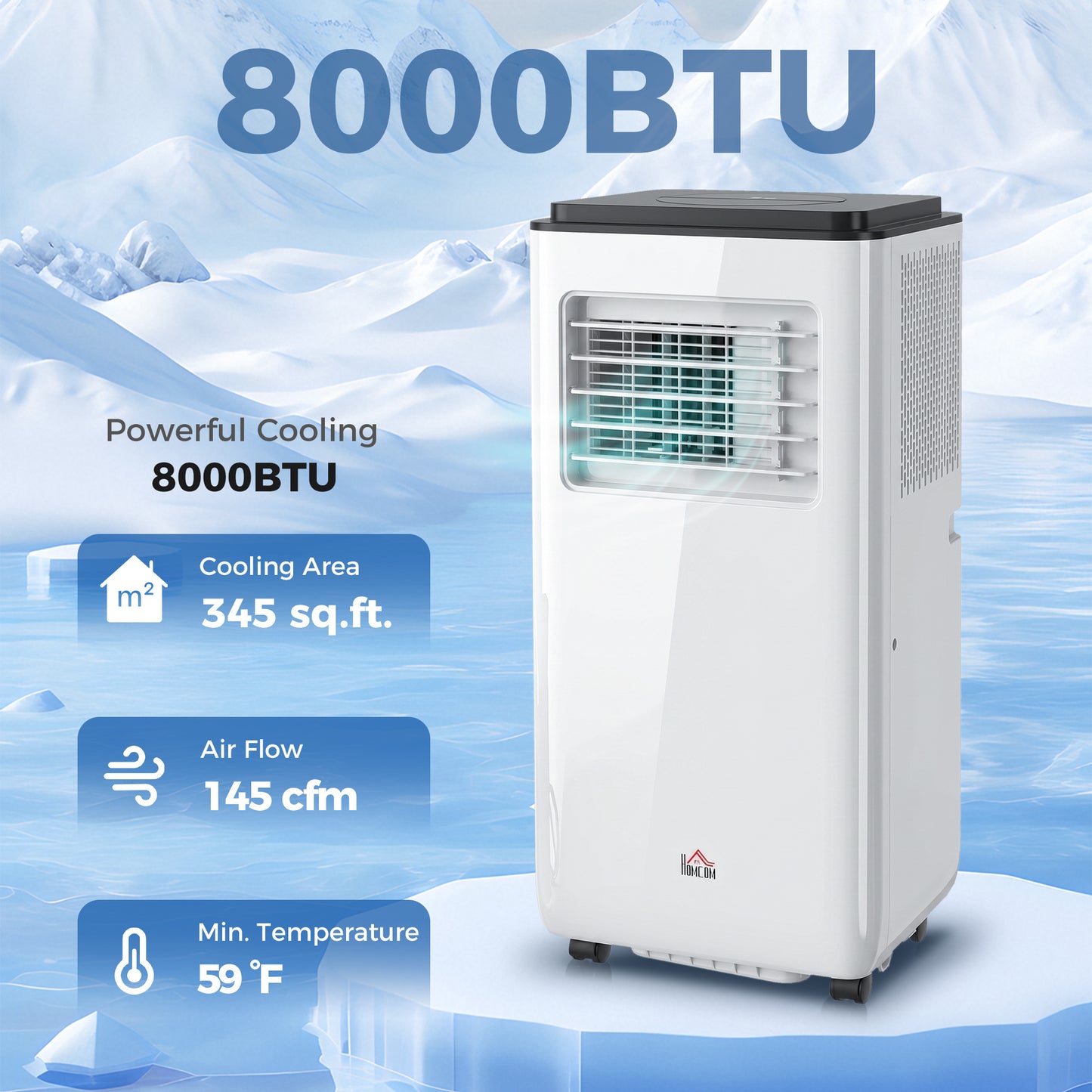 Climatiseur portable 8000 BTU 345 pi² déshumidificateur