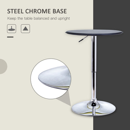 Table de bar ronde hauteur ajustable dessus simili cuir