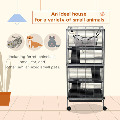 Cage à roulettes pour petits animaux 4 niveaux