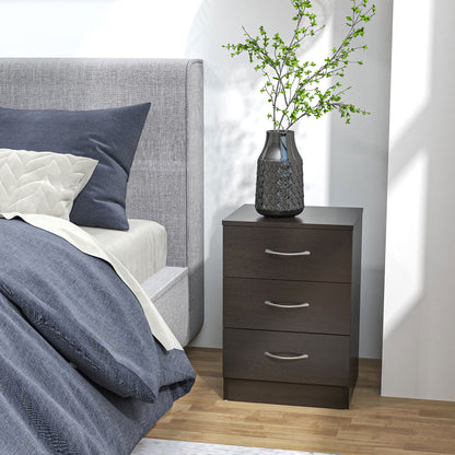 Table de chevet 3 tiroirs design moderne — ensemble de 2