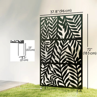 Outsunny 183x96cm Metal Outdoor Privacy Screen - Black