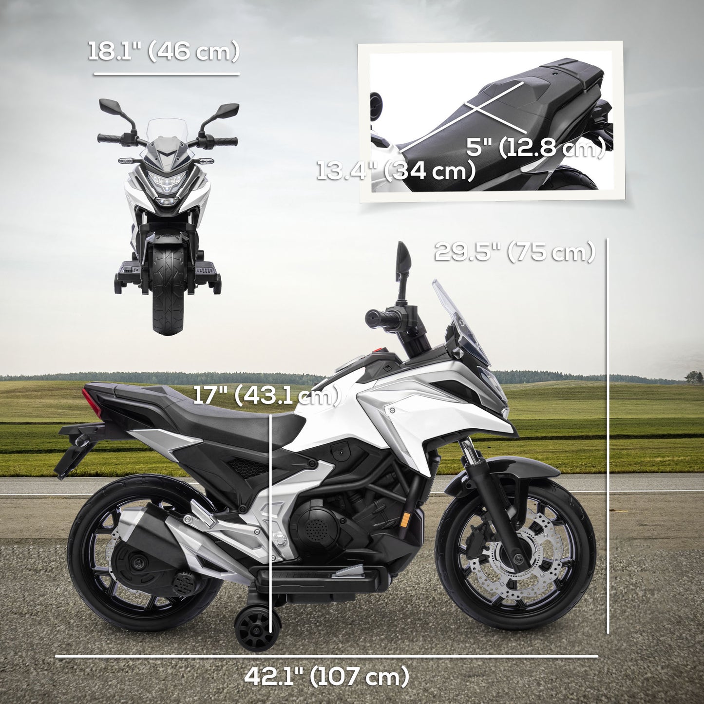 Moto électrique Honda 12V pour enfants avec phares