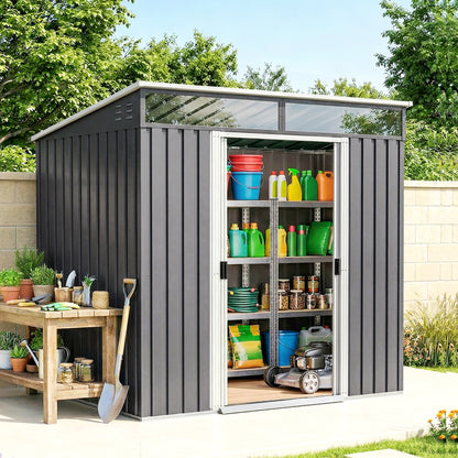 Cabanon de rangement 2 m² acier galvanisé portes coulissantes