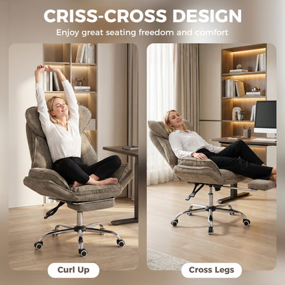 Chaise de bureau inclinable velours avec repose-pieds