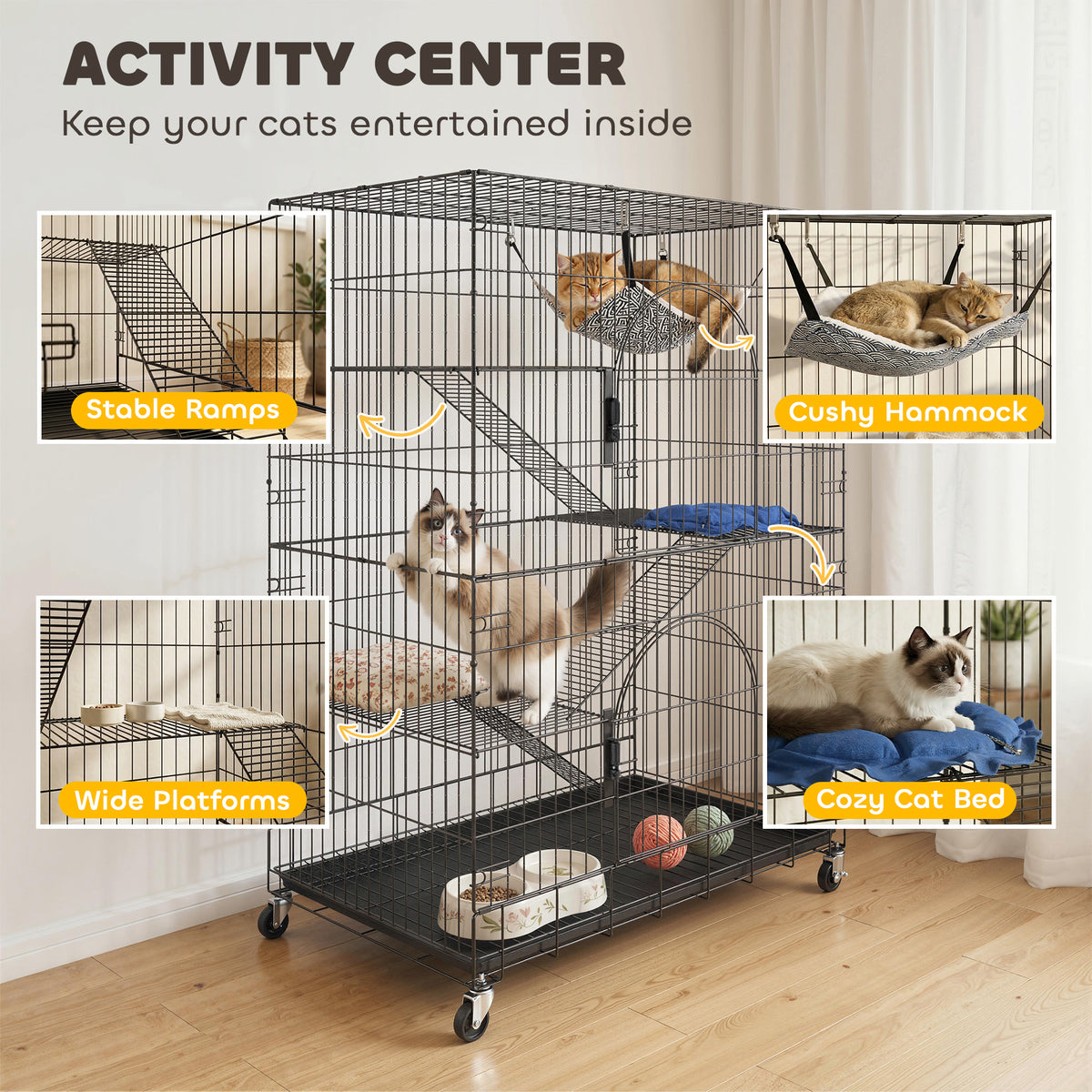 Grande cage pour chats à 4 niveaux