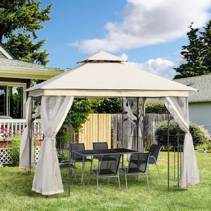 Gazebo de patio toit double 3x3 m acier