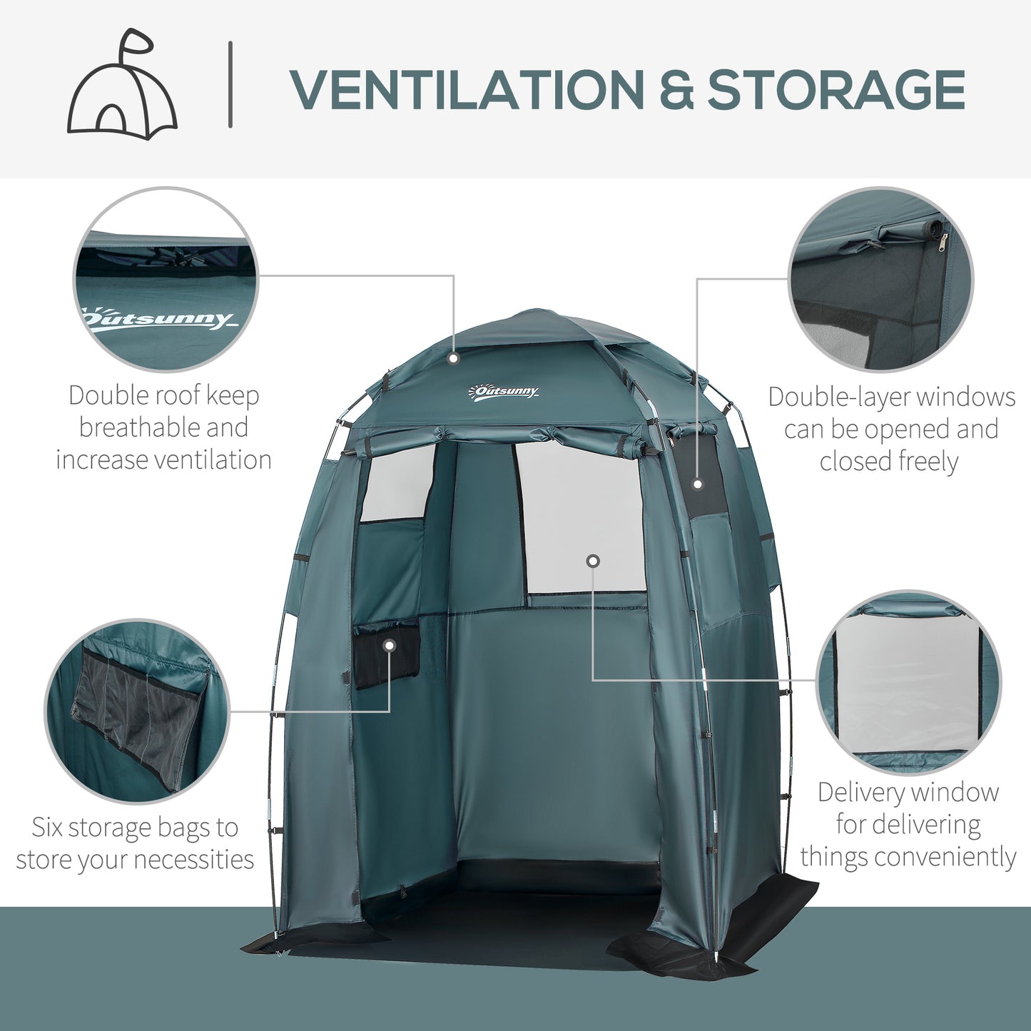 Tente de douche portable 152x152x208cm vestiaire camping