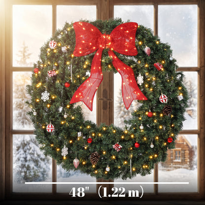 Couronne de Noël artificielle lumineuse de 122 cm