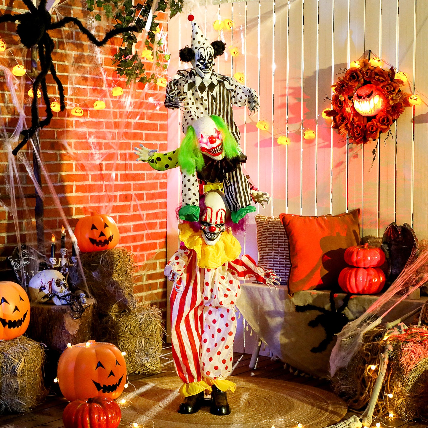 Décoration Halloween clown animé empilable yeux LED