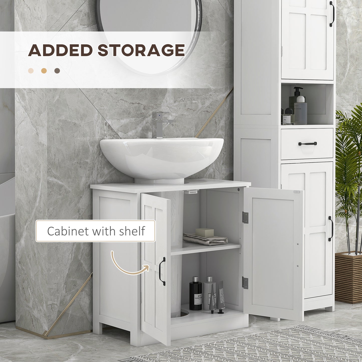 Meuble sous-lavabo double porte avec tablette ajustable