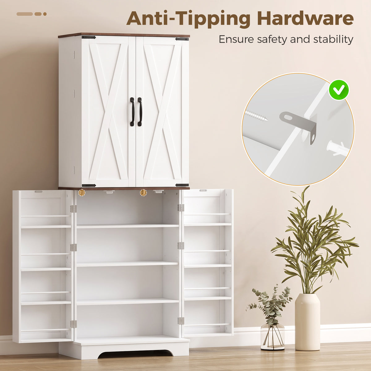Armoire de cuisine haute de rangement style fermette
