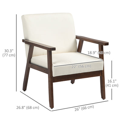 Fauteuil d'accent rembourré avec accoudoirs en bois