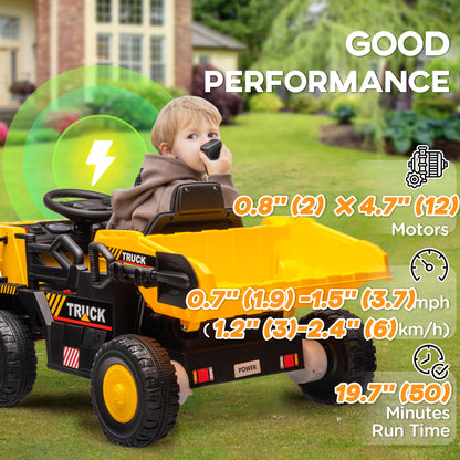 Camion-benne électrique pour enfants 12V avec benne basculante