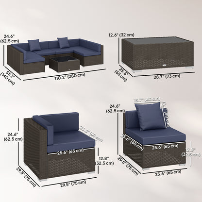 Ensemble de meubles de patio 7 pièces rotin modulaire