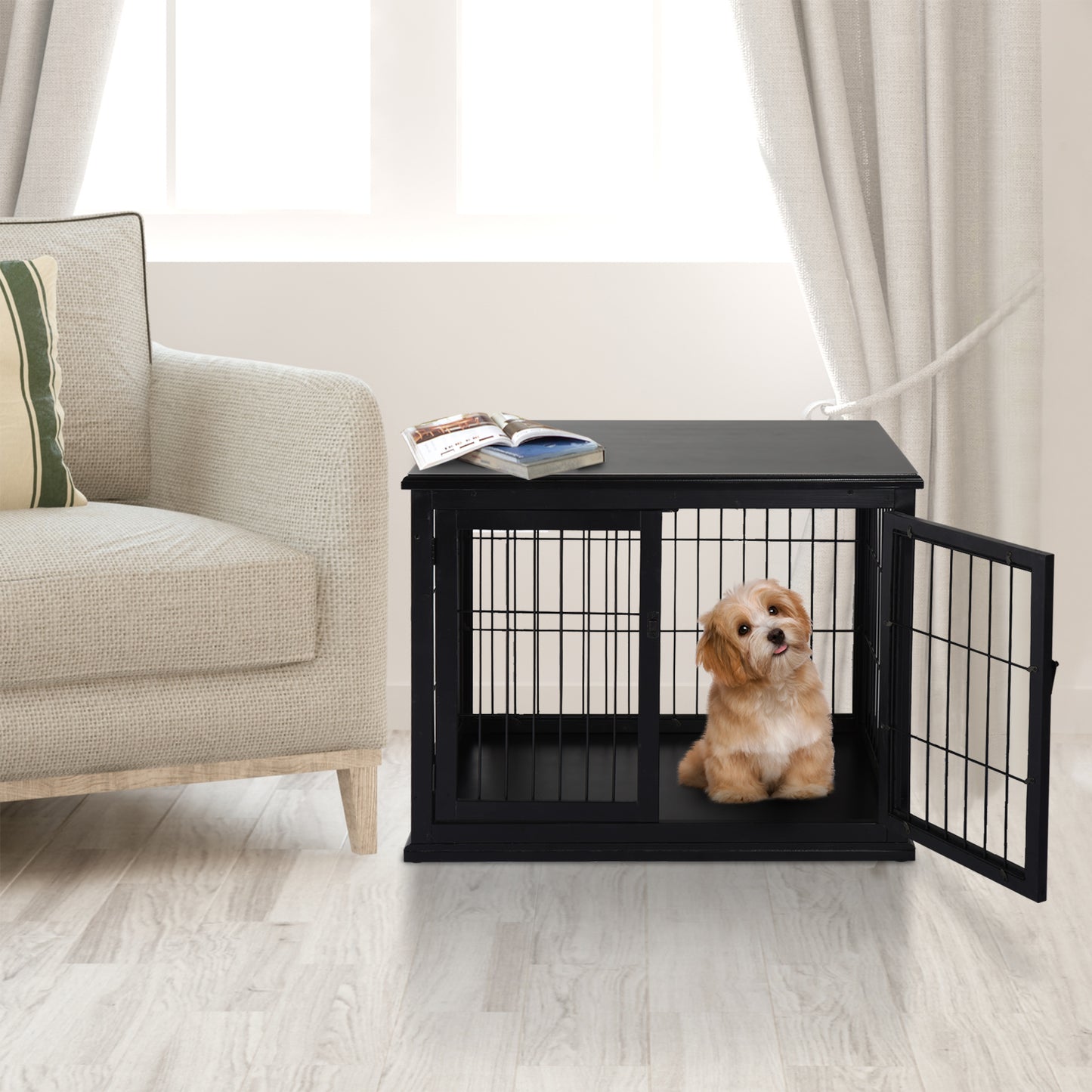 Cage chien table d'appoint 2 portes 26 pouces