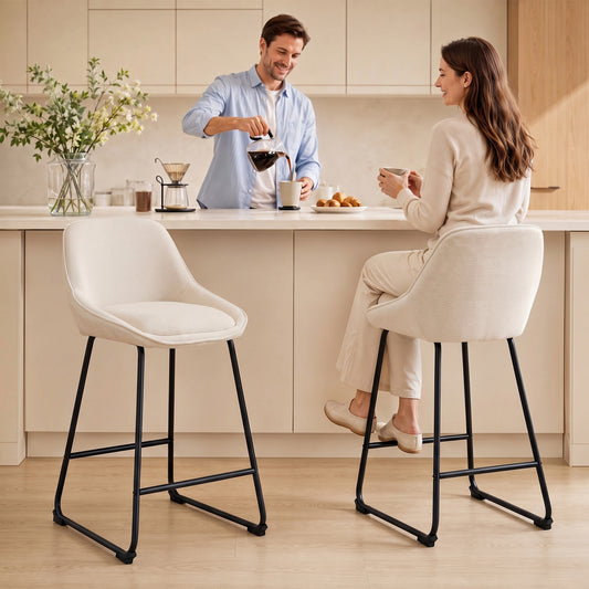 Ensemble de 2 tabourets de bar en chenille