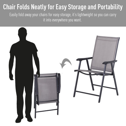 Chaises pliantes de patio avec accoudoirs lot de 2