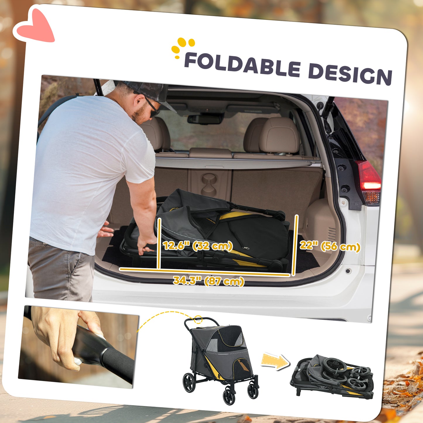 Poussette pliable pour animaux roues universelles amortisseurs