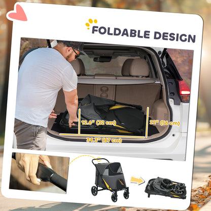 Poussette pliable pour animaux roues universelles amortisseurs