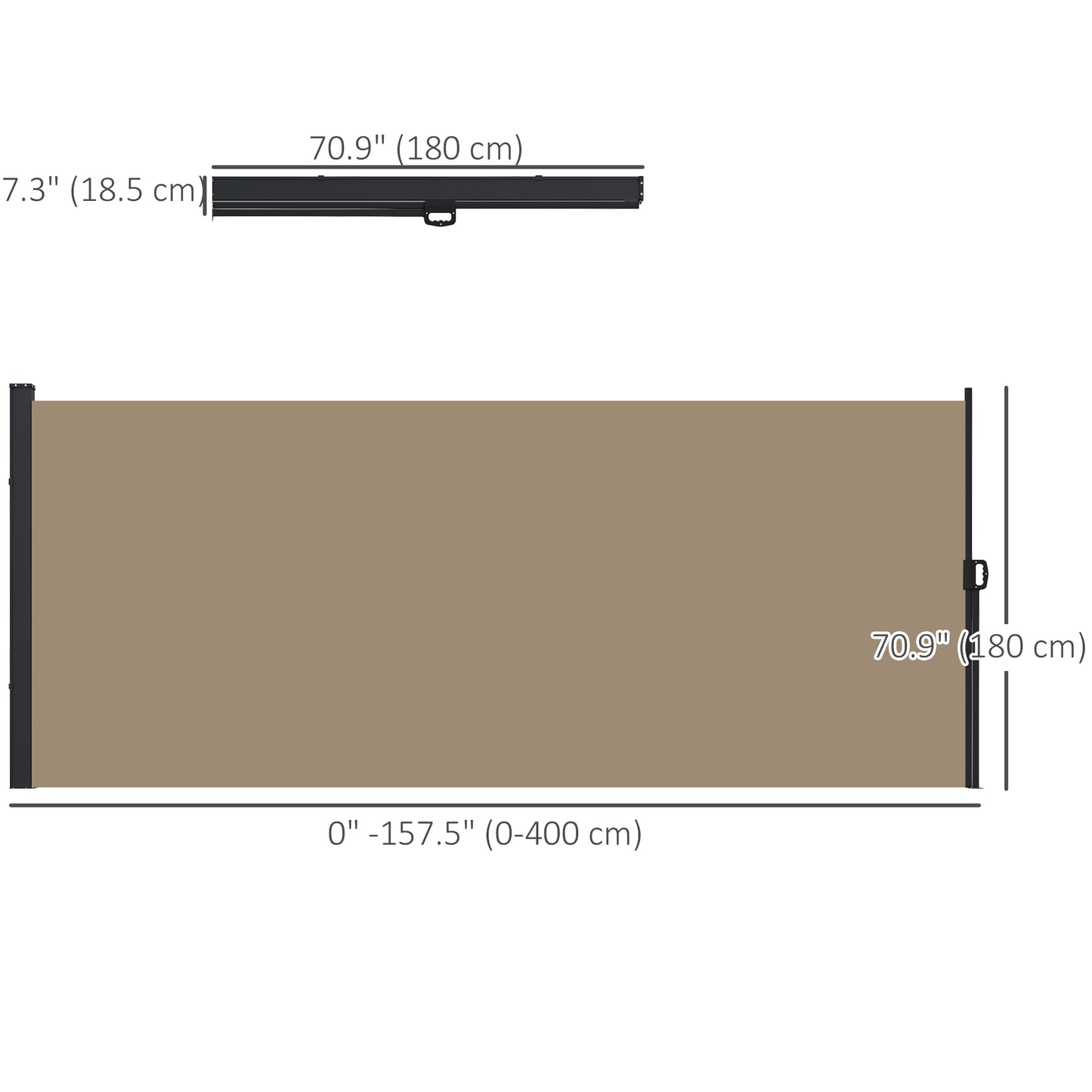 Auvent rétractable latéral 4m x 1,8m pour terrasse