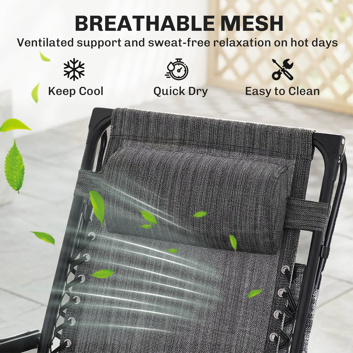 Chaise longue zéro gravité pliable avec auvent