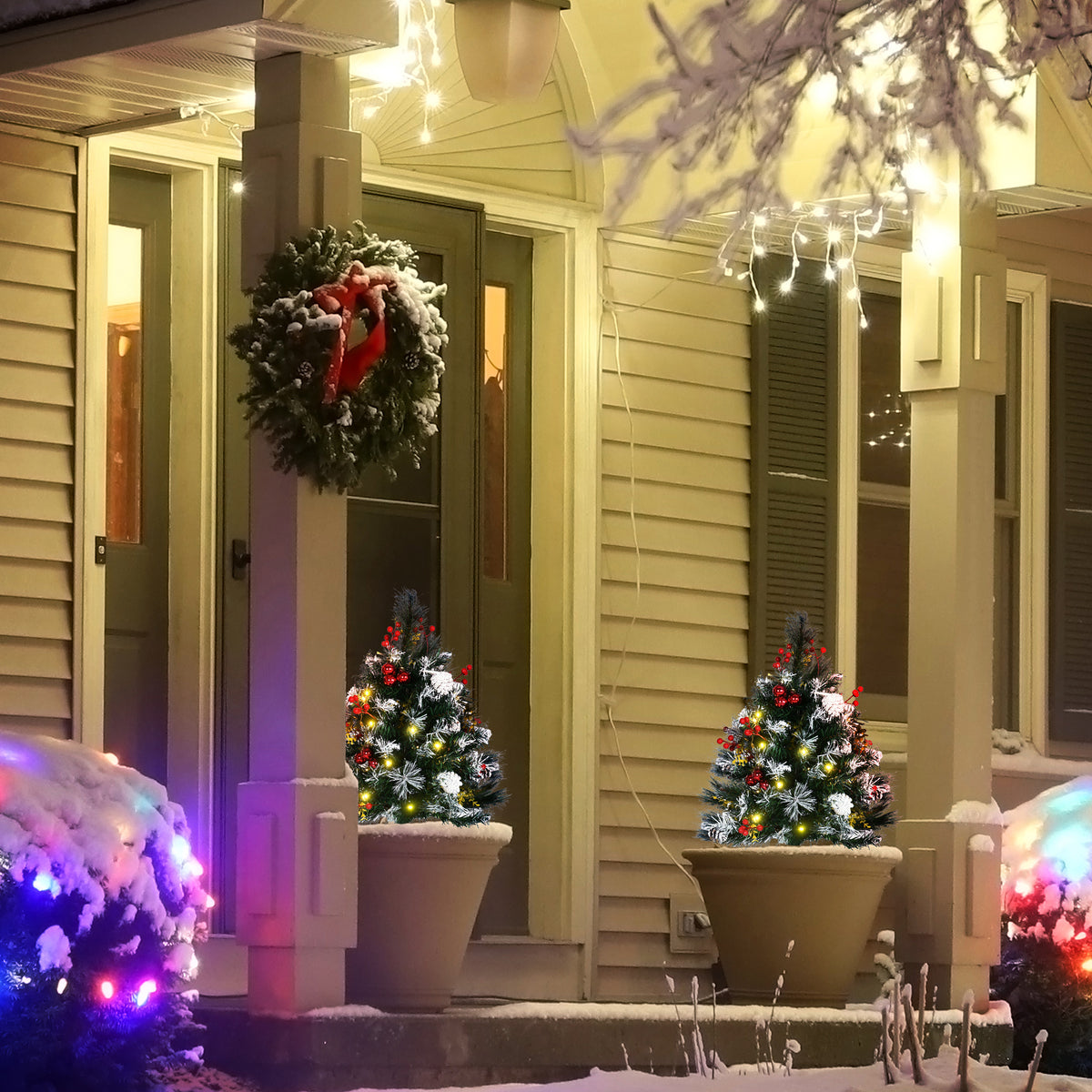 Sapin de Noël artificiel pré-éclairé 76 cm — lot de 2