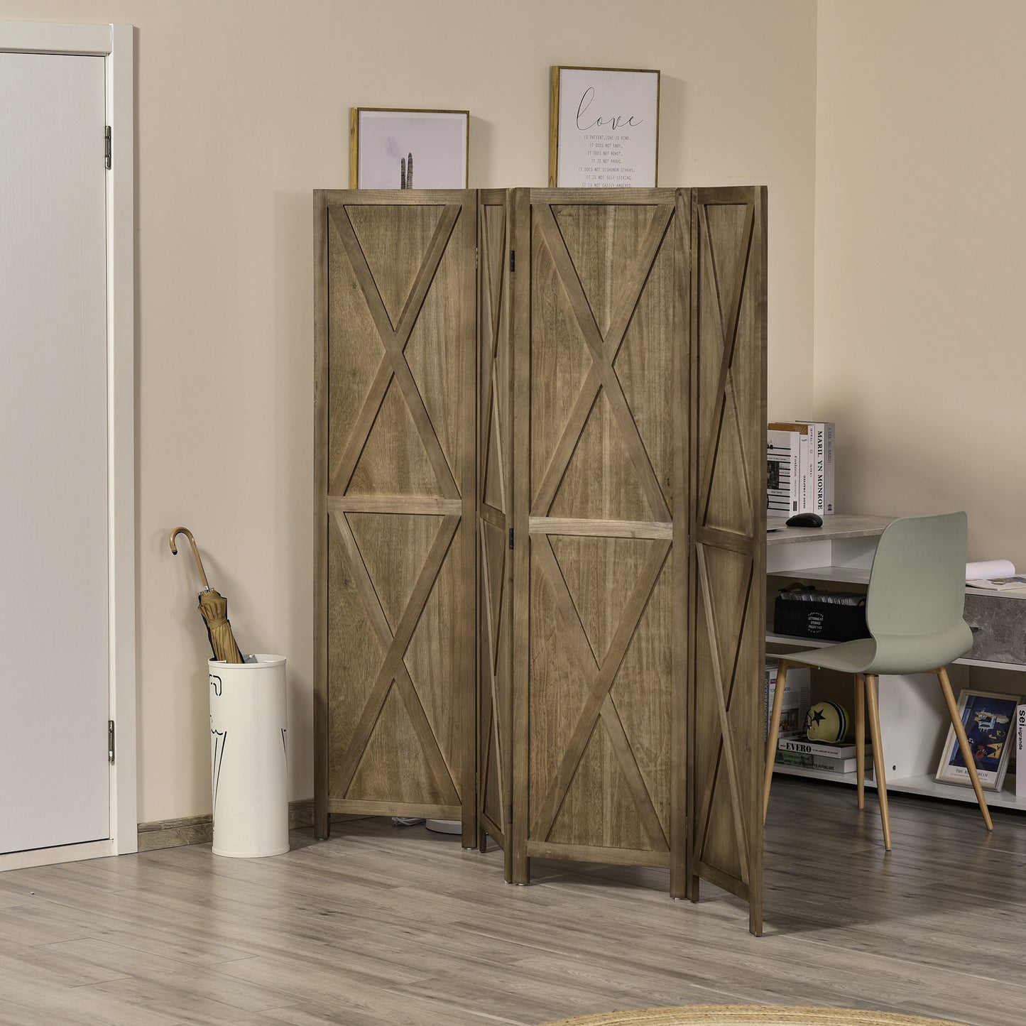 Paravent pliable 4 panneaux style fermette