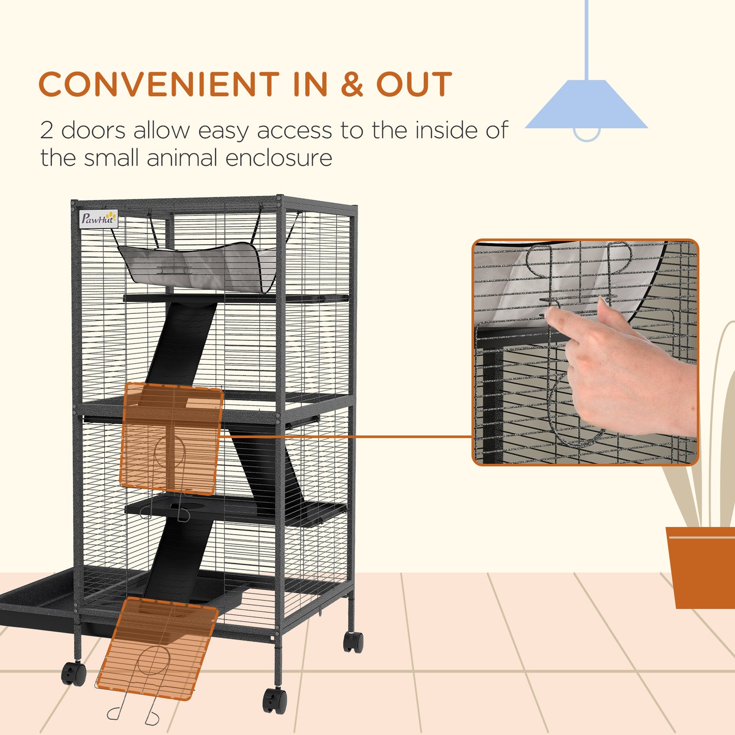 Cage à roulettes pour petits animaux 4 niveaux