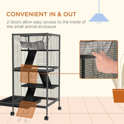 Cage à roulettes pour petits animaux 4 niveaux