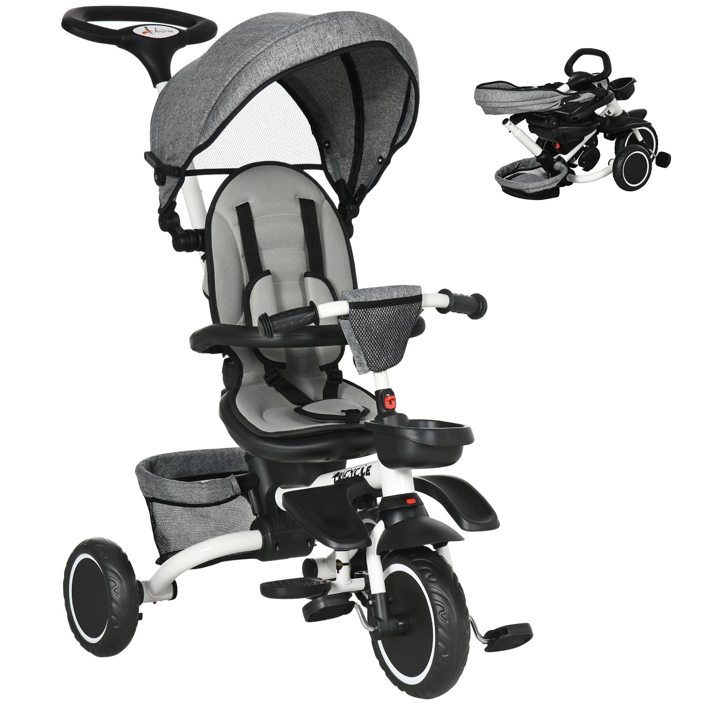 Tricycle évolutif 6-en-1 convertible poussette vélo enfant