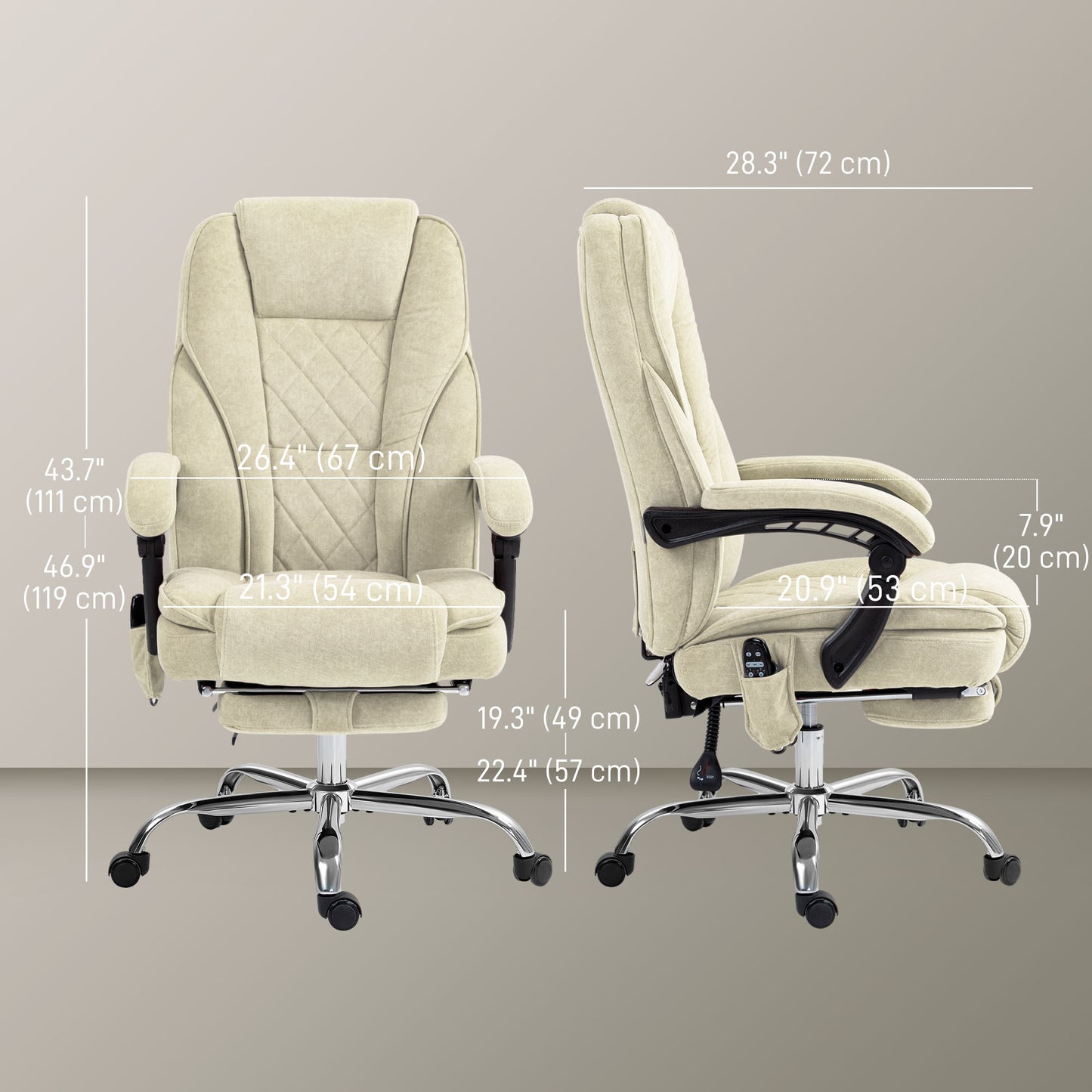 Chaise bureau massage inclinable avec repose-pieds ajustable