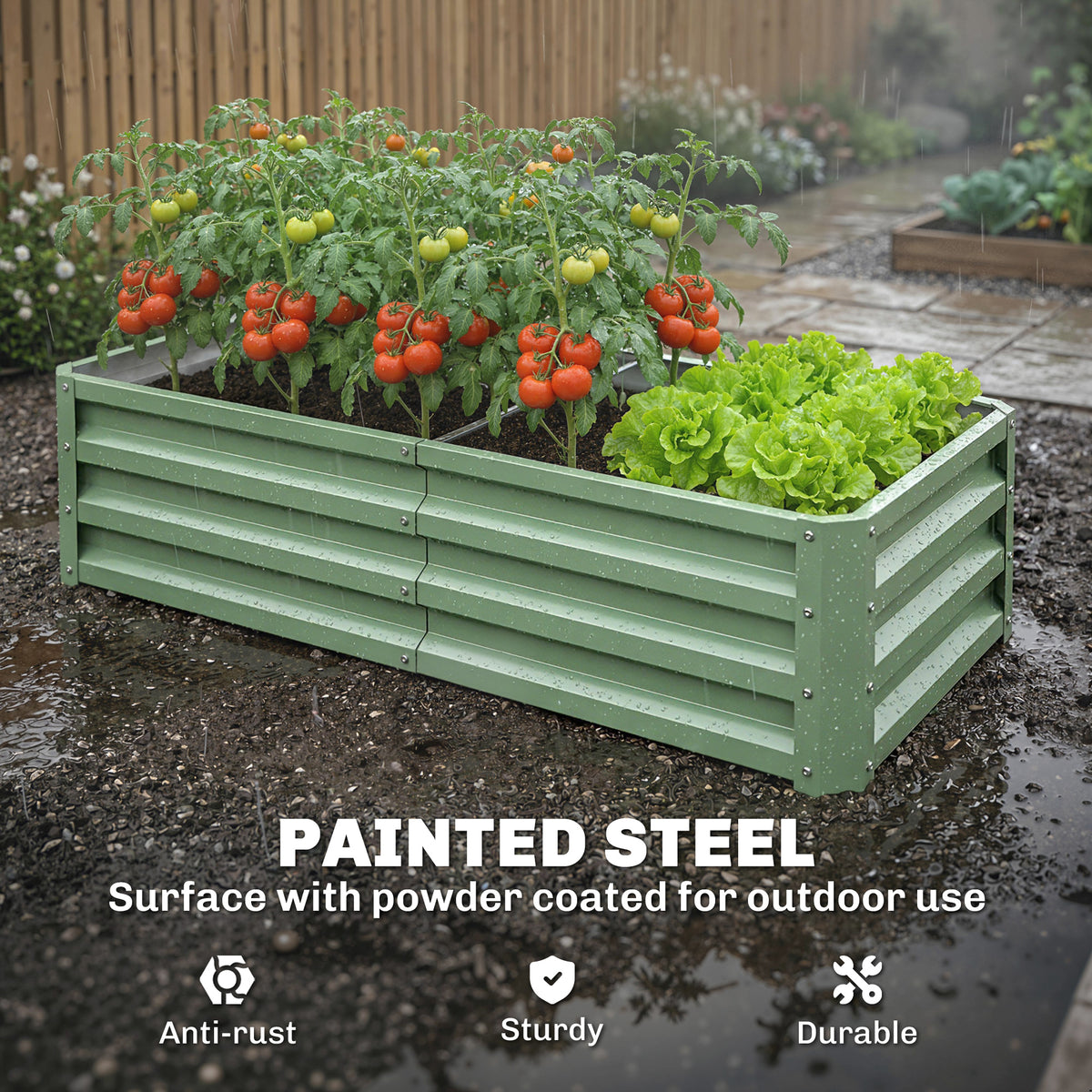 Jardinière surélevée galvanisée acier 120x60x30cm