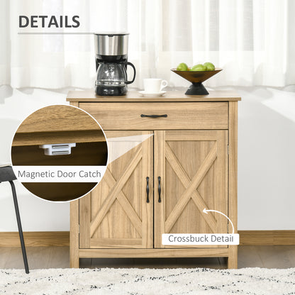 Buffet campagnard avec portes de grange et tiroir