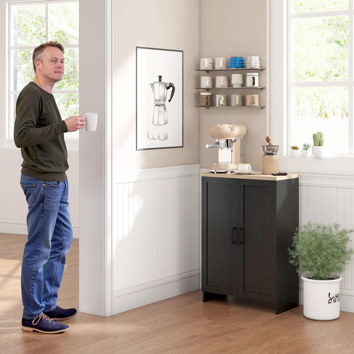 Armoire de rangement avec portes et étagère ajustable