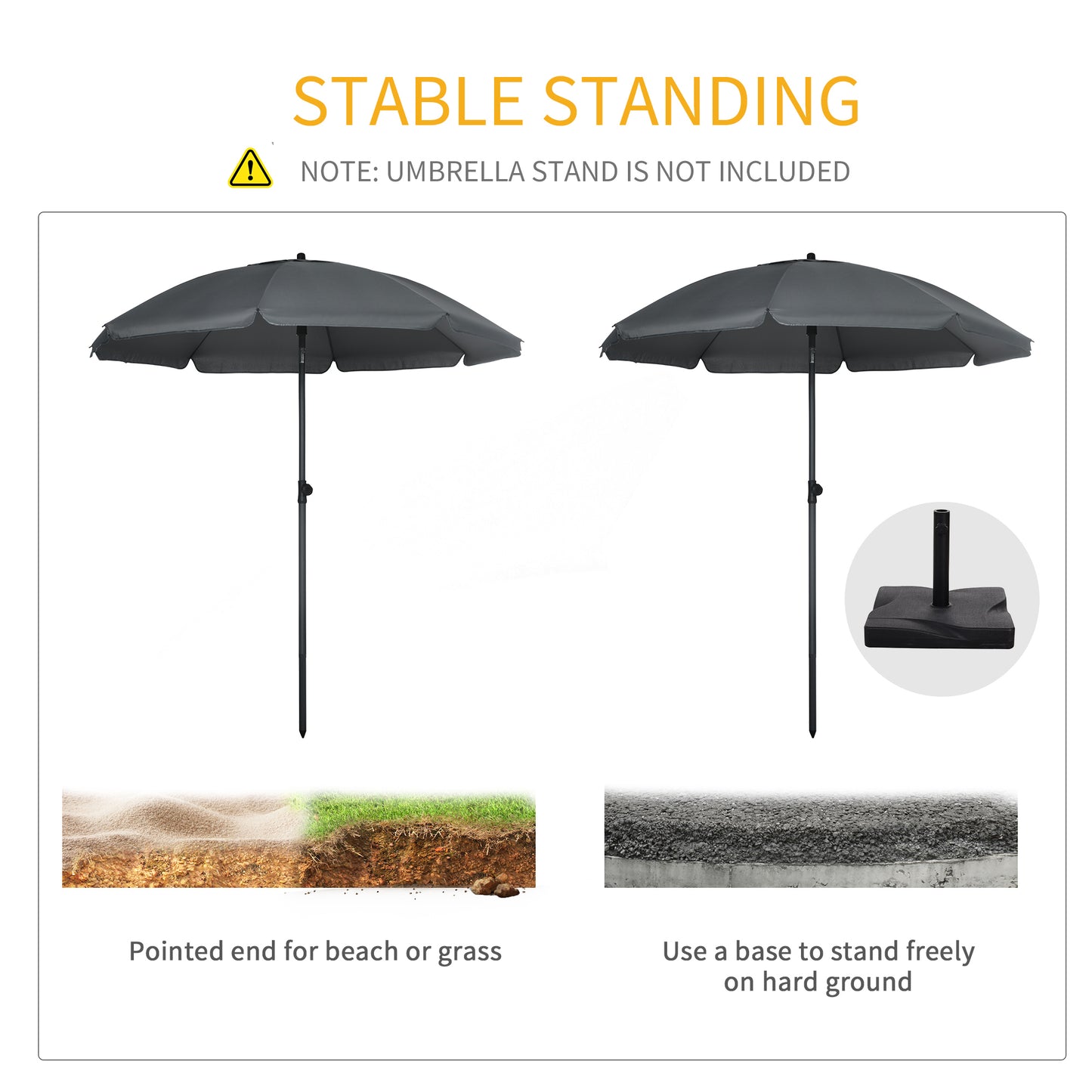 Parasol de plage inclinable UV50+ auvent ventilé à volants