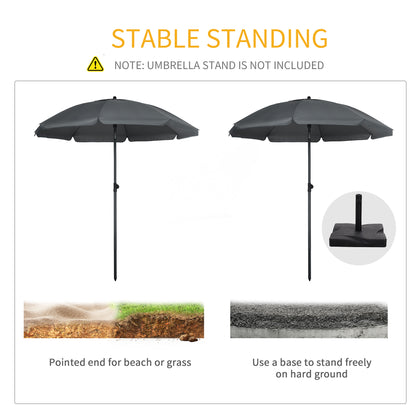 Parasol de plage inclinable UV50+ auvent ventilé à volants