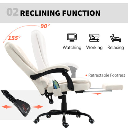Chaise de bureau massante inclinable avec repose-pieds