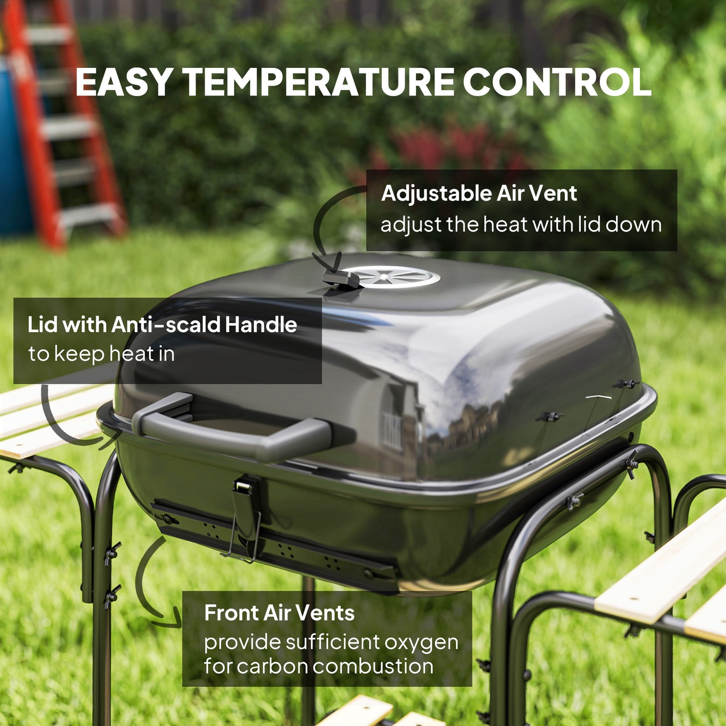 BBQ au charbon portable avec grille de 1840 cm²