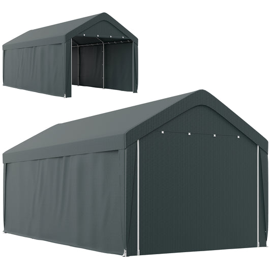 Abri d'auto portatif 3 x 6 m avec portes enroulables