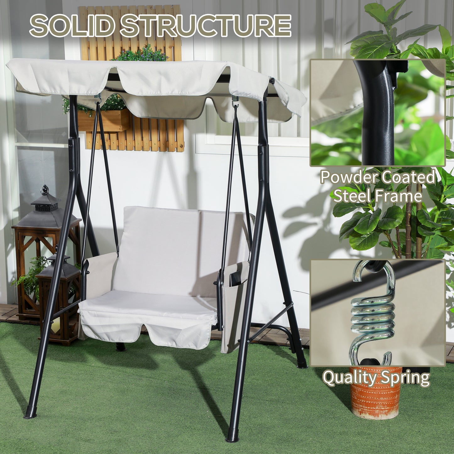 Balançoire de patio 1 place avec auvent ajustable