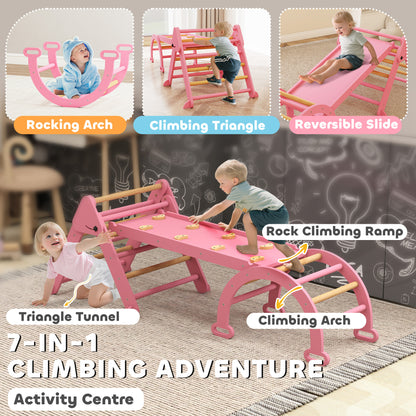 Ensemble triangle de Pikler 7-en-1 pliable en bois
