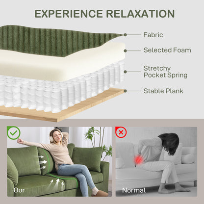 Sofa 3 places moderne en velours côtelé avec ressorts
