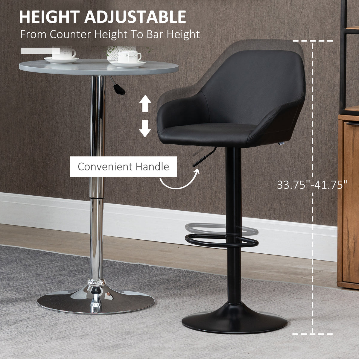 Ensemble 2 tabourets de bar ajustables — cuir PU