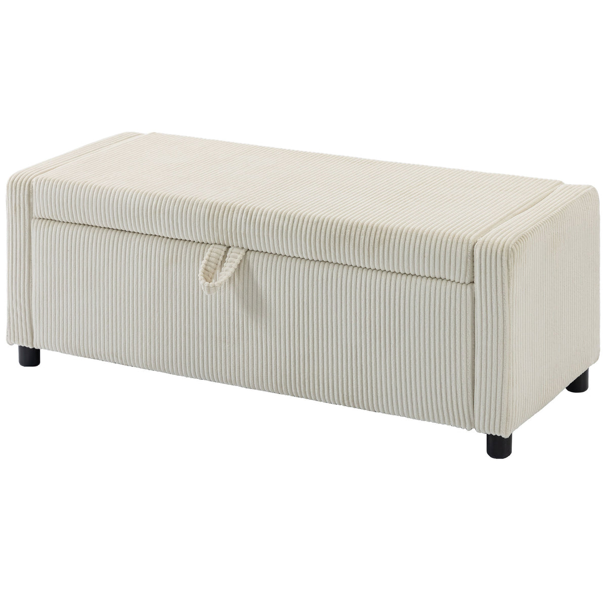 Banc de rangement capitonné en velours côtelé