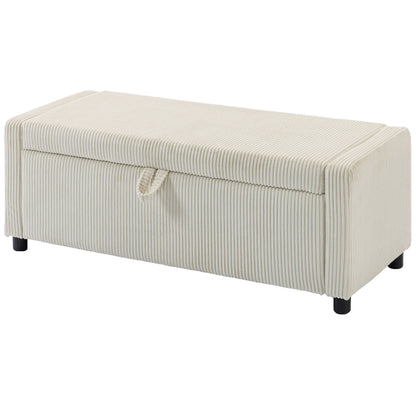 Banc de rangement capitonné en velours côtelé
