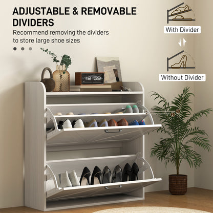 Armoire à chaussures étroite style fermette 2 tiroirs