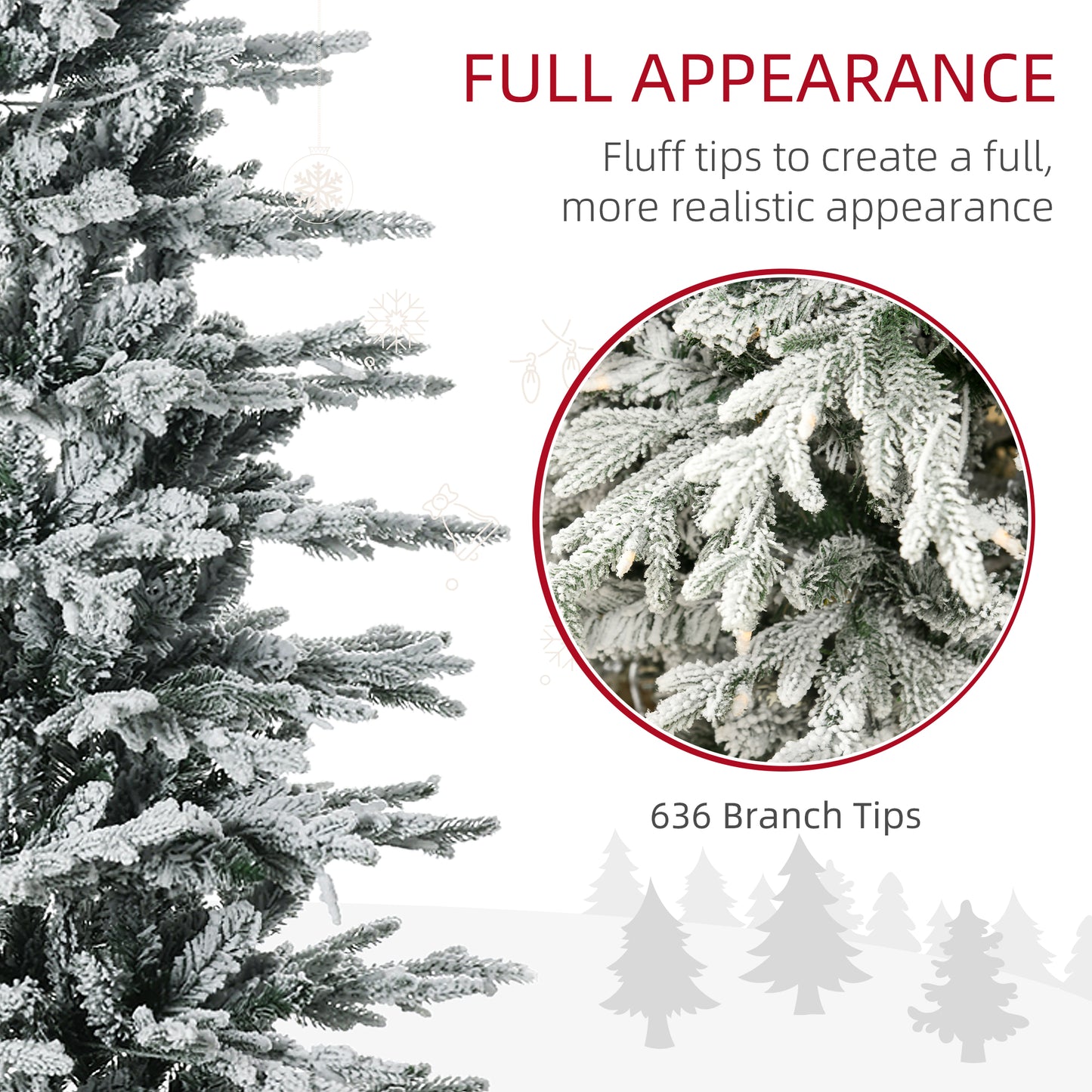 Sapin de Noël artificiel enneigé avec lumières intégrées 7,5 pi